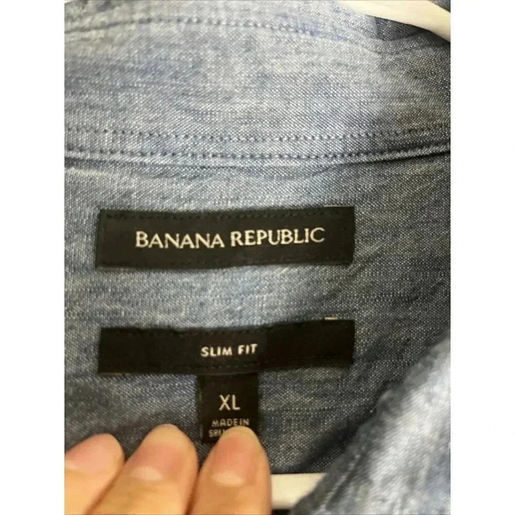 Banana Republic Mens XL Slim Fit Chambray Button Down Shirt Preppy Western City - Picture 2 of 7